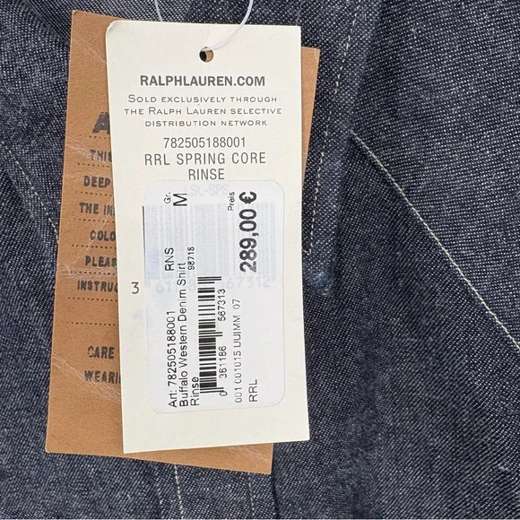 RRL By Ralph Lauren Slim Fit Denim Western Shirt Rinse Medium